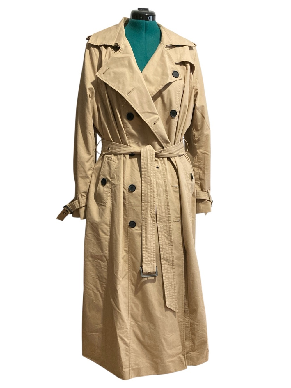 Universal Standard Derjon Khaki Color Double Breasted Trench Coat - Size L 22/24